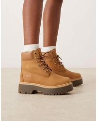 Timberland - – stone street – plateaustiefel aus weizenfarbenem leder, 6 zoll - Lyst
