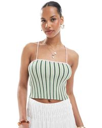 Pieces - Textured Knit Cropped Top With Cami Straps - Lyst