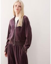 Weekday - Veste zippée d'ensemble en velours - prune foncé - Lyst