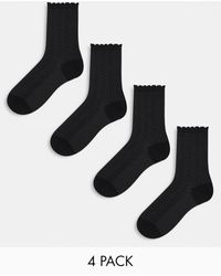 Lindex - Confezione Da 4 Paia Di Calzini Neri Strutturati Con Bordo Smerlato - Lyst