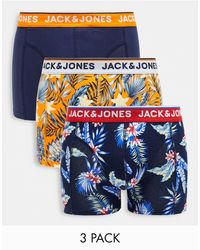 Jack & Jones - Confezione da 3 boxer aderenti color e arancione a fiori - Lyst