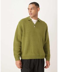 ASOS - Oversized Brushed Knitted Notch Polo - Lyst