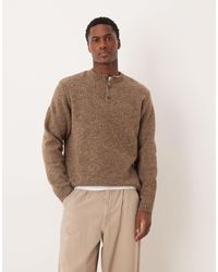 ASOS - Relaxed Knitted Henley Neck Jumper - Lyst