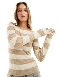 Jdy - Geribbelde Top Met Lange Mouwen - Lyst