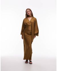 & Other Stories - Satin Midaxi Dress With Deep V-neck And Detachable Scarf - Lyst