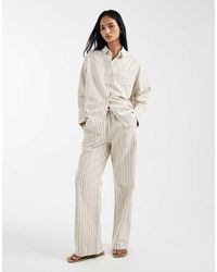 4th & Reckless - Lightweight Cotton Rich Wide Leg Beach Trouser Co-Ord - Lyst