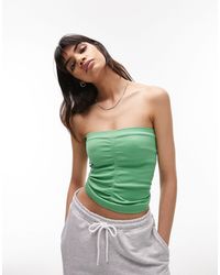 TOPSHOP - Ruched Rib Bandeau Top - Lyst