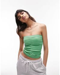 TOPSHOP - Top fruncido sin costuras con escote palabra - Lyst