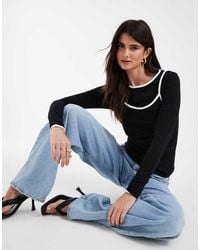Noisy May - Double Layer Long Sleeve Top With Contrast - Lyst
