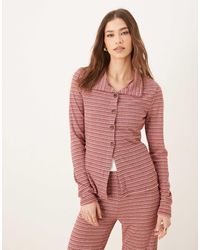 ASOS - – gestreifte, langärmlige oversize-strickjacke mit saumschlitz, kombiteil - Lyst