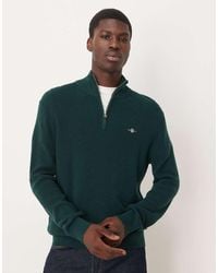 GANT - Cotton Ribbed Half Zip Knit Jumper - Lyst