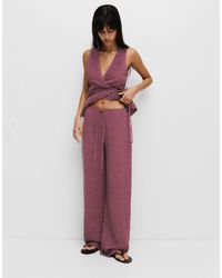 Pull&Bear - Pantalon champêtre effet froissé - lie-de-vin - Lyst