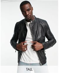 Bolongaro Trevor Quilted Leather Biker Jacket in Black for Men Mens Clothing Jackets Leather jackets 