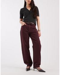 ASOS - Vaqueros De Corte Barrel Slim De -Rojo - Lyst