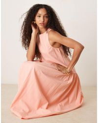 ASOS - Slash Neck Smock Midi Dress With Dropped Waist - Lyst