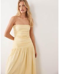 ASOS - Ruched Bandeau With Dropped Waist Maxi Dress - Lyst