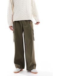 ASOS - Pantalon cargo ample à enfiler avec pinces - kaki - Lyst