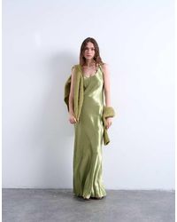 TOPSHOP - Racer Neck Satin Bias Maxi Dress - Lyst