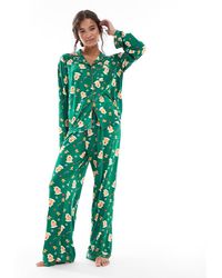 Loungeable - Gingerbread Button Shirt And Long Pant Pyjama Set - Lyst