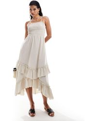 Style Cheat - Smocked Maxi Cotton Dress With Ruffle Detail - Lyst
