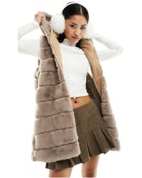 Jayley - Jayely Faux Fur Long Hooded Gilet - Lyst
