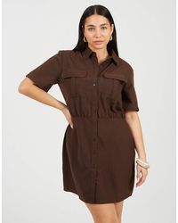 Brave Soul - Collared Button Down Mini Shirt Dress - Lyst