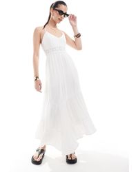 Hollister - Vestido Largo Con Bajo Asimétrico De Mezcla De Tejido Y Croché De - Lyst