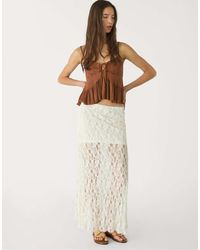 Stradivarius - Midi Rok Van Kant Met Plooien - Lyst