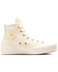 Converse - Zapatillas De Deporte Color Crema Con Plataforma Y Herraje Dorado Chuck Taylor All Star Lift Hi De -Marrón - Lyst