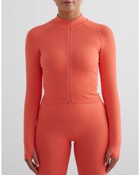 Aim'n - Giacca Modellante Senza Cuciture Color Mandarino Con Zip - Lyst