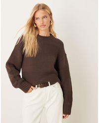 Gina Tricot - Crew Neck Textured Stripe Stitch Chunky Knitted Sweater - Lyst