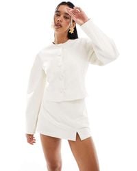 ASOS - Americana Amarillo Pastel Sin Solapas Con Mangas Cocoon De (Parte De Un Conjunto)-Blanco - Lyst