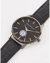 Bellfield Mens Watch With Leather Strap - Black