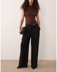Mango - Buckle Detail Straight Tailored Trousers - Lyst