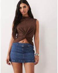 ASOS - Micro Mini Denim Skirt With Belt - Lyst