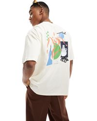 ASOS - T-shirt oversize à imprimé formes abstraites au dos - crème - Lyst