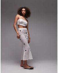 emory park - Falda Midi Blanca Con Aplicaciones De Lentejuelas De (Parte De Un Conjunto) - Lyst