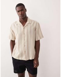 Only & Sons - Ruimvallend Gebreid Gestreept Overhemd Met Korte Mouwen - Lyst
