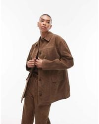 TOPSHOP - Mid Length High Break Faux Suede Jacket - Lyst