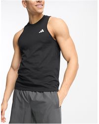 adidas Originals - Camiseta negra básica sin mangas con logo - Lyst