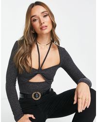 NA-KD - Tie Neck Top With Cut Out Detail - Lyst