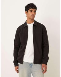 Threadbare - Sobrecamisa Negra De Manga Larga De Mezcla De Algodón De - Lyst