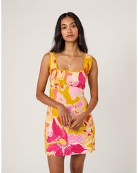 Nobody's Child - Ciara Linen Blend Square Neck Mini Dress - Lyst