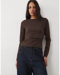 New Look - Ruche Detail Boat Neck Top - Lyst