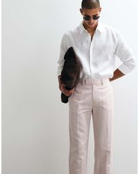 ASOS - Tailored Linen Rich Straight Leg Trousers - Lyst