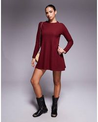 ASOS - Supersoft Long Sleeve Fit And Flare Mini Dress - Lyst