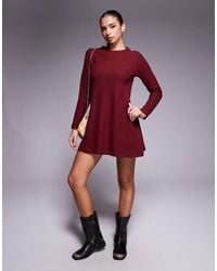 ASOS - Supersoft Long Sleeve Fit And Flare Mini Dress - Lyst