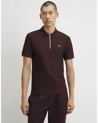 River Island - Muscle Fit Cotton Textured Polo Shirt - Lyst