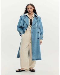 Desigual - Denim Trench Coat Belt, Cotton - Lyst