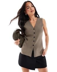 ASOS - Knitted Structured Waistcoat With Contrast Buttons - Lyst